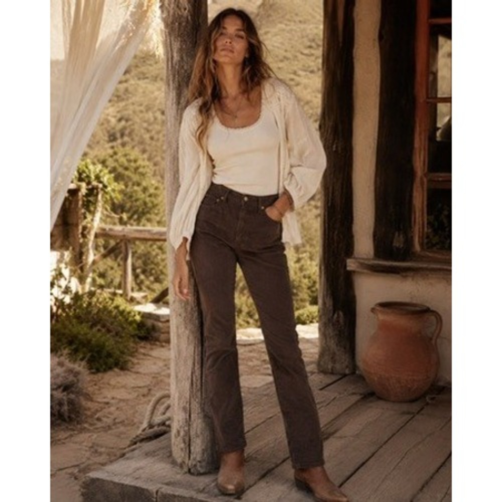 Gap Vintage Slim High Rise Corduroy Pants Terra Brown Women Size 30 10R Regular